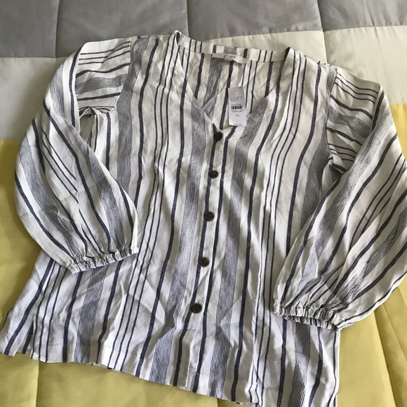 LOFT Tops - NWT Loft Pinstriped Button Front Blouse Size XS